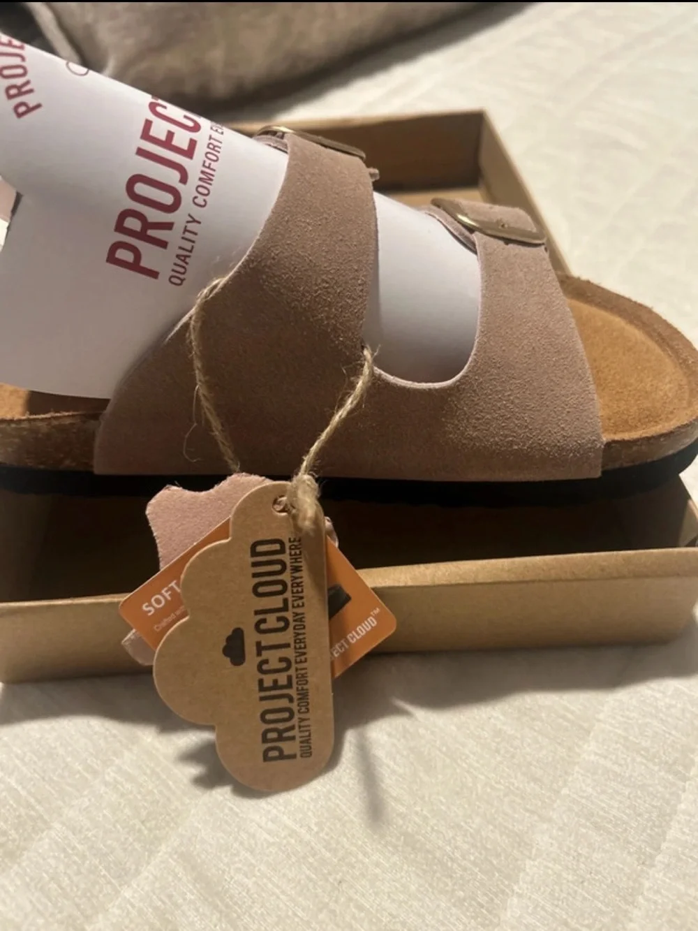 Soft Suede Double-Buckle Kids Sandals in Taupe